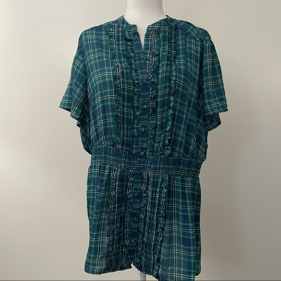 Georgette Ruffle Front Flutter Sleeve Blouse - Picture 2 of 7